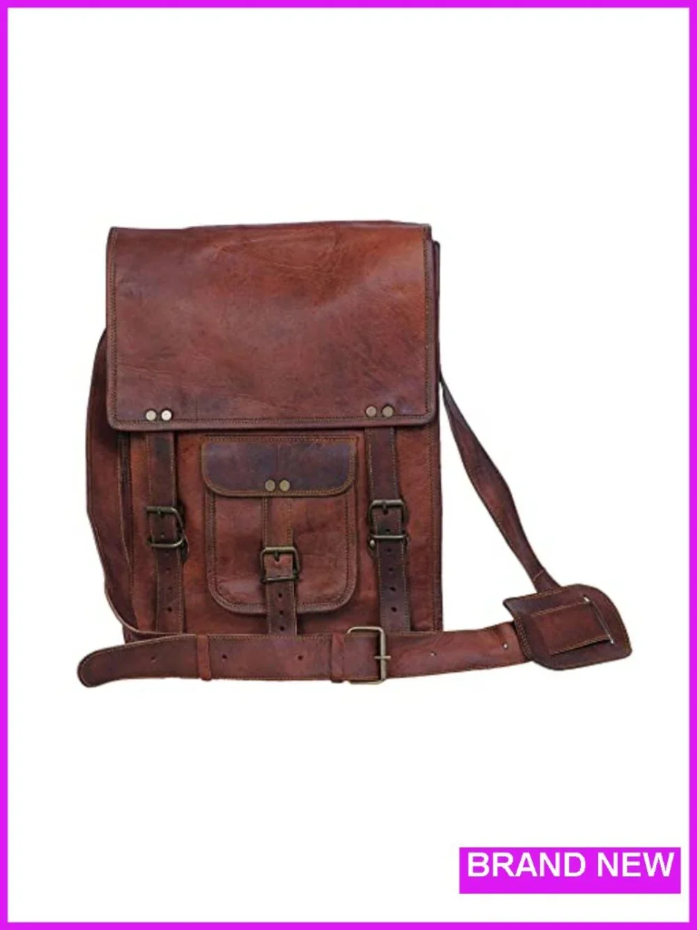 Full Grain Leather Messenger Bag Satchel Tablet Bag 11in Unisex